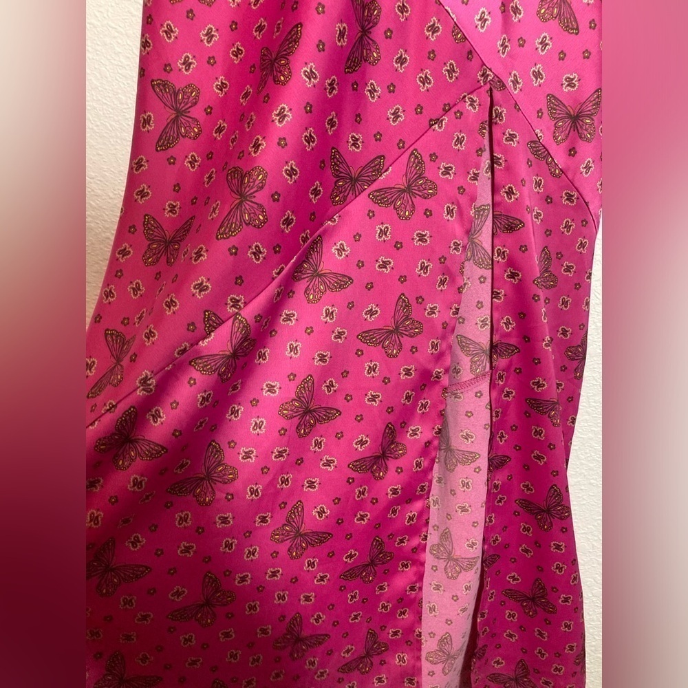 Urban Outfitters Samira Fuchsia satin butterfly dress Large - Picture 5 of 12
